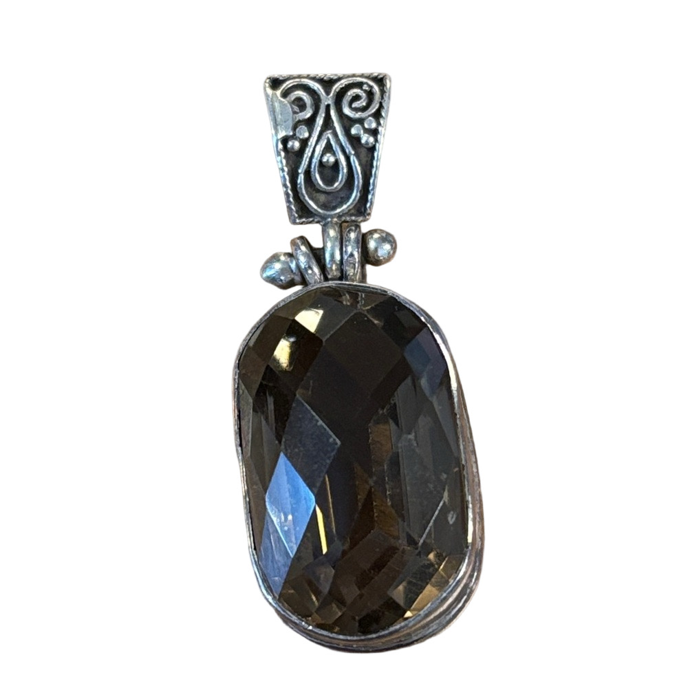 Artisan Sterling Silver and Smokey Quartz Gemstone Necklace